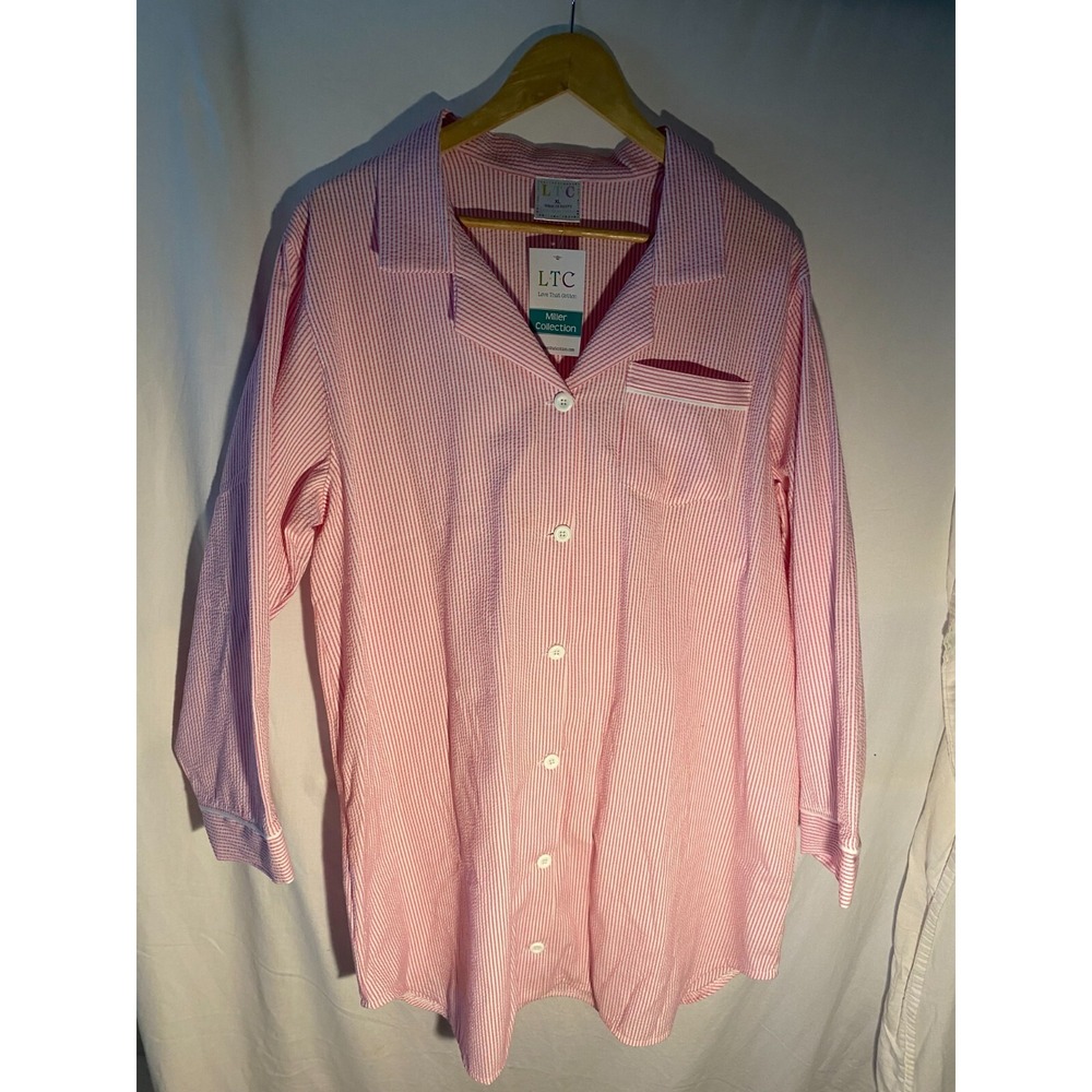 Women's Love That Cotton Miller Collection Pink and White Night Shirt